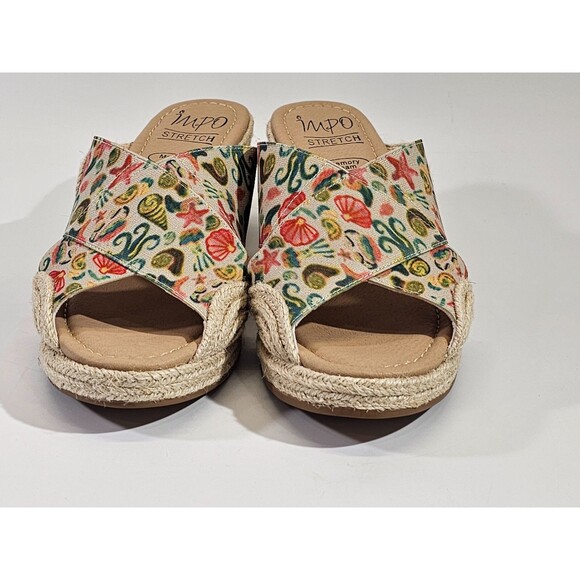 IMPO Women's 8.5 Normi Shell Beach Theme Wedge Slide Sandals Heels NWOB - Picture 9 of 11
